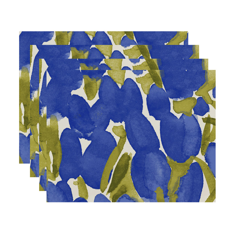 Polyester Floral Rectangle Placemat, Blue