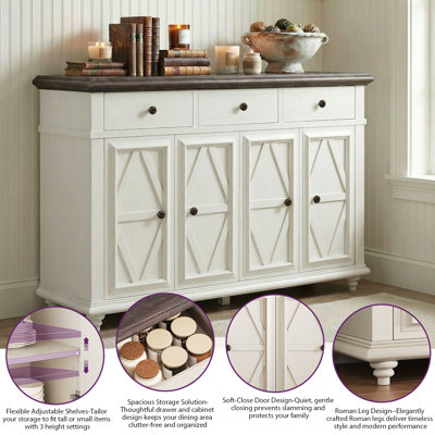 Saskia 4-Door 3-Drawer Sideboard With Farmhouse Design