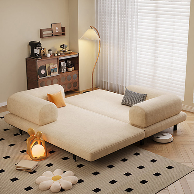 Canapé-lit modulaire beige en coton et lin, 29.53"H*59.06"L*39.37"W
