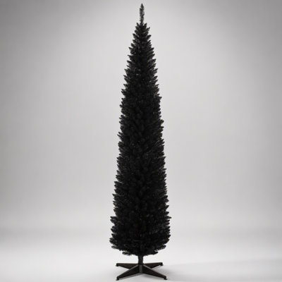 Sapin de Noël fin de 2,4 m (8 pi) en forme de crayon, avec 618 extrémités de branches réalistes et un support en plastique durable, idéal pour les petits espaces.