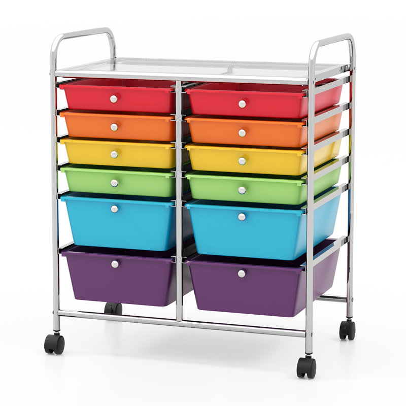 12 Drawer Storage Drawer, Red/Purple/Blue/Green/Yellow/Orange