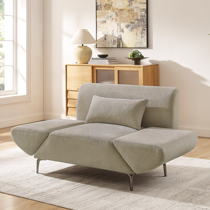 Fauteuil d'appoint multifonctionnel en chenille de 44,88 po de largeur, convertible en méridienne pour le salon, Chameau
