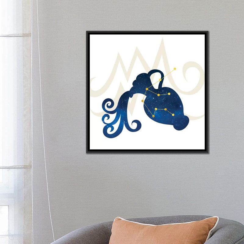 « stars of aquarius », impression sur toile tendue, H 26 po x l 26 po x P 1,5 po, Toile avec cadre noir, Pas de tapis