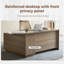 Bureau de direction ergonomique moderne en L avec rangement intégré et gestion de l'alimentation-1133375666