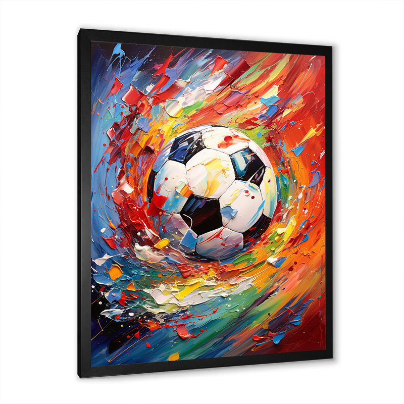 «Johanan Abstract Soccer Energy», art mural de soccer, Cadre photo noir, H 20 po x l 12 po x P 1 po