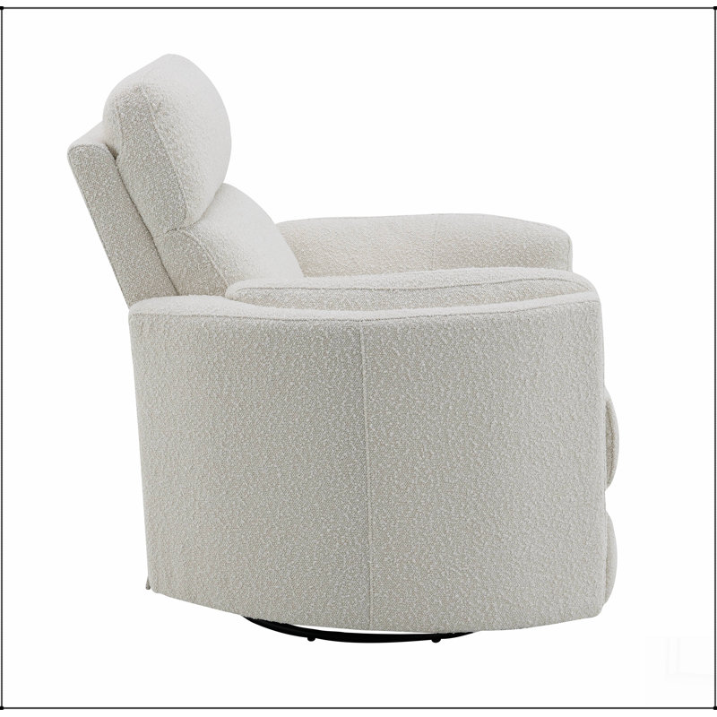 Sagen Beige Boucle Glider Recliner with Swivel, Boucle Beige