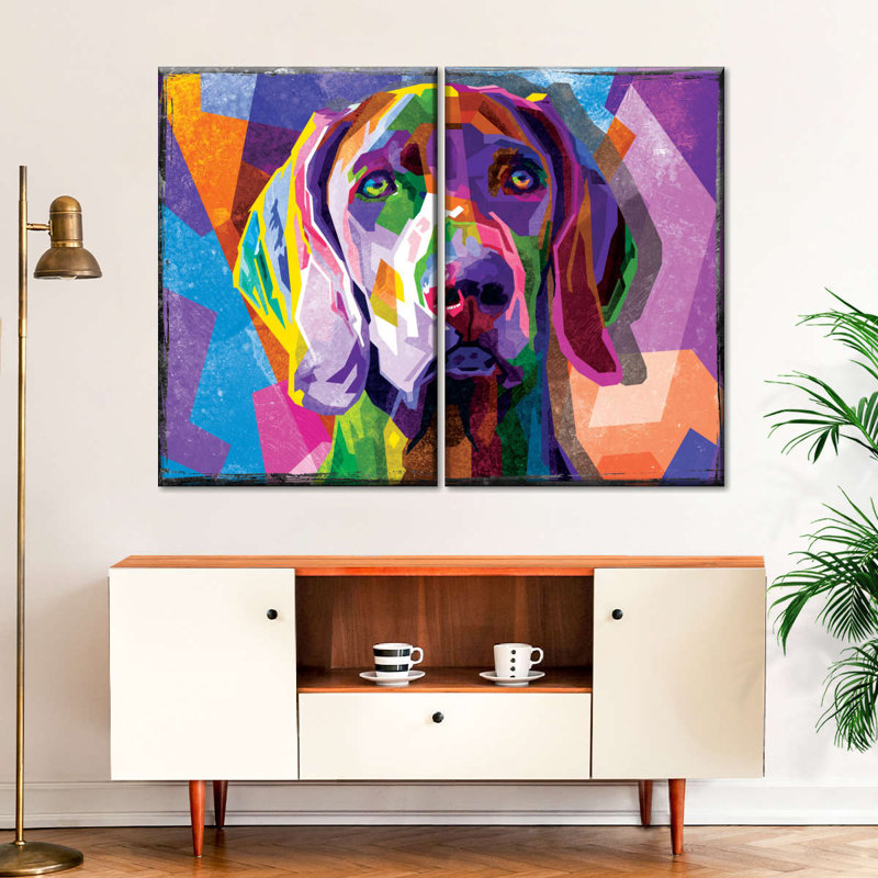 " Weimaraner Multicolored Abstract Multi Piece Canvas Print " 2 - Pieces, 30" H x 41" W