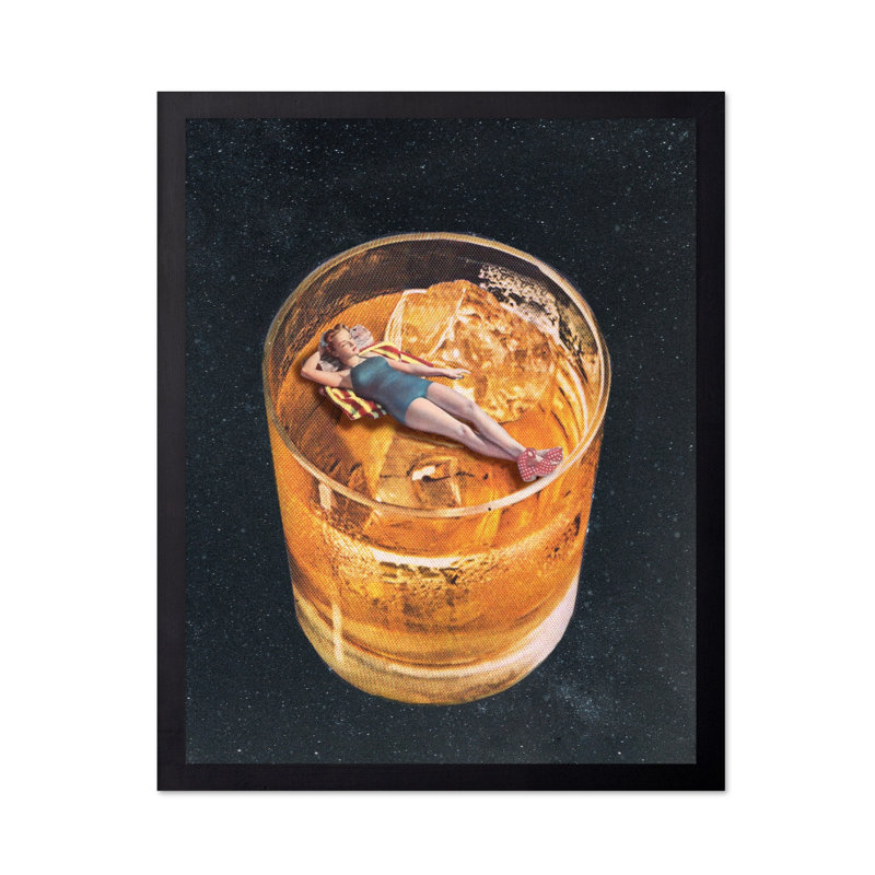 Pin Up Girl on Whisky, 16"H x 20"W, Poster, Black Framed