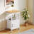 Wood Top Kitchen Cart with Open Storage Shelf, 1 Storage Cabinet, Wheels, 1 Drawer & Towel Rack-744692072