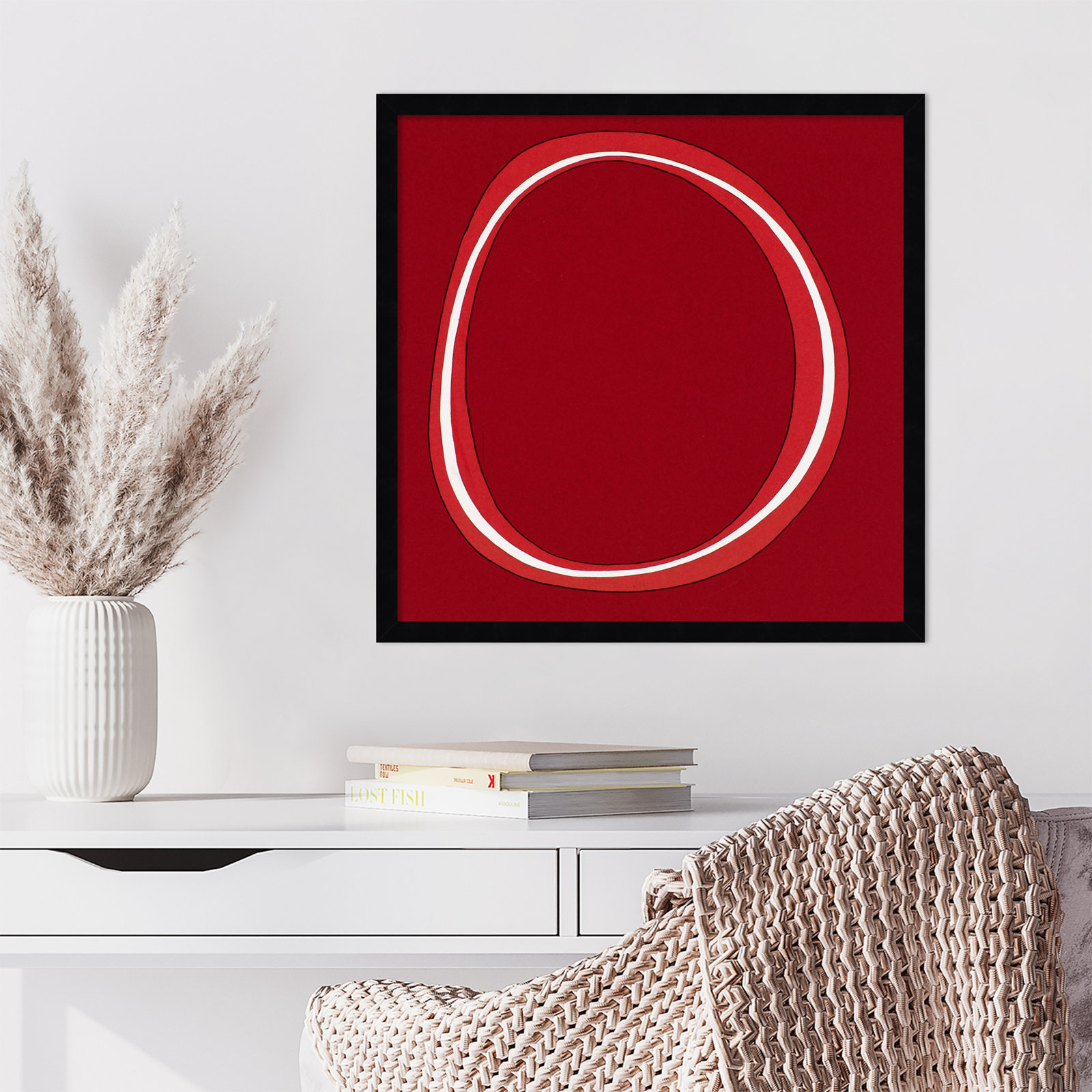 Red Circle Print by Alex Dunn, Black, 21" H x 21" W