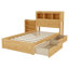 Lit simple avec tiroirs, lit simple en bois avec tête de rangement et armoire de rangement, lit en bois avec lumière et douille, naturel-50322925-50322914