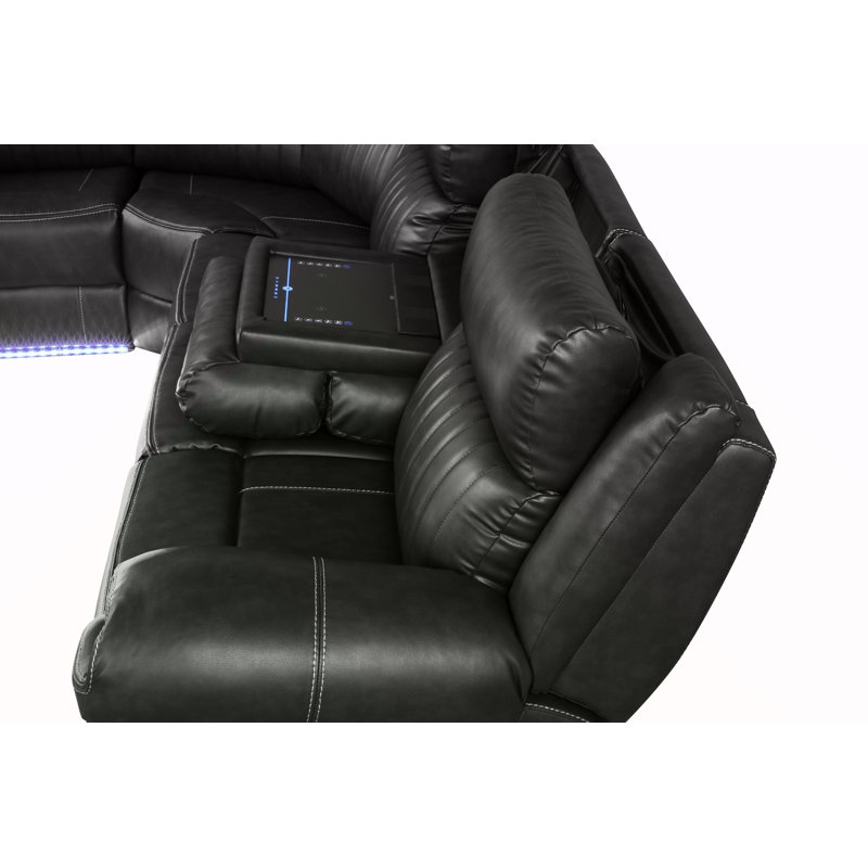 Canapé modulaire inclinable moderne en bois noir, Velours noir
