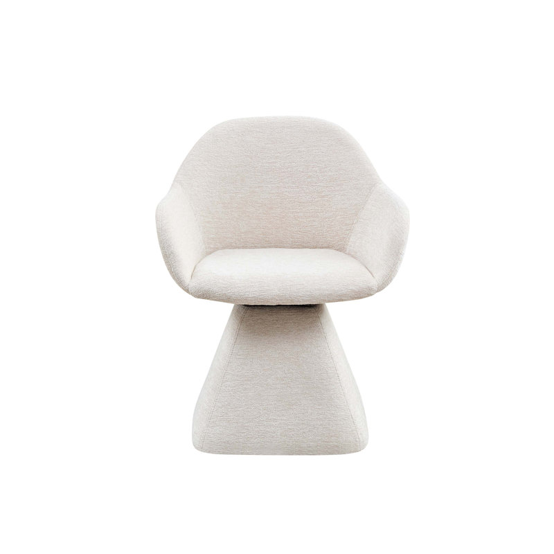 Chaise d'appoint moderne pivotante à 180 ° avec dossier ergonomique incurvé et base en bois massif