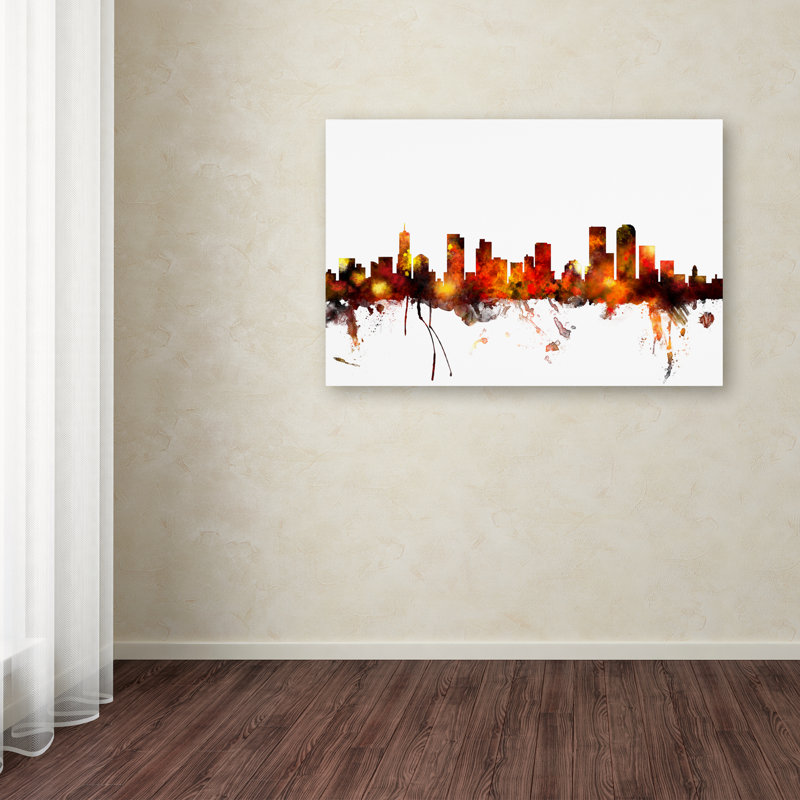 «Denver Colorado Skyline», impression, Toile tendue, Pas de tapis, H 12 po x l 19 po x P 2 po