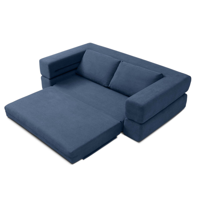 Canapé-lit convertible de 81 po, canapé-lit pliant 3 en 1 avec tissu en velours côtelé, matelas de canapé-lit futon escamotable, causeuse confortable pour le salon et la chambre à coucher