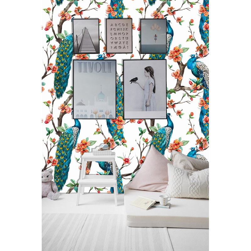 Rouleau de papier peint adhésif et adhésif l 6,25 pi x p 25 po peacock amovible Libby