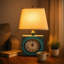 Lampe de table en métal avec abat-jour conique Ivayla, bleu et beige-1293617399