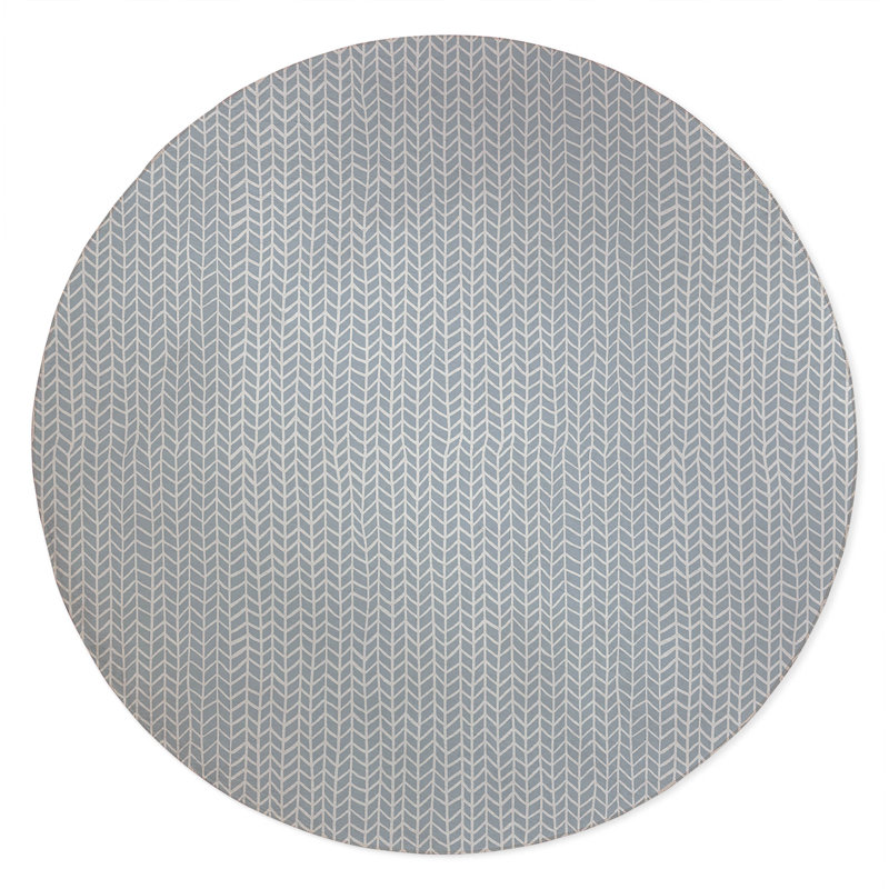 Chevron Feather Non-Slip Outdoor Rug, Round 5'