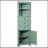 Green Triangle Tall Cabinet With 3 Drawers And Adjustable Shelves For Bathroom, Kitchen Or Living Room, MDF Board With Painted Finish-1235282038
