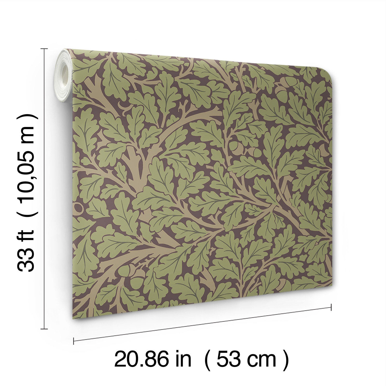 Oak Tree Modern Floral Wallpaper, Plum