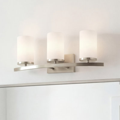 Crosby 3-Light Brushed Nickel Vanity Light with Satin Etched Glass Shades