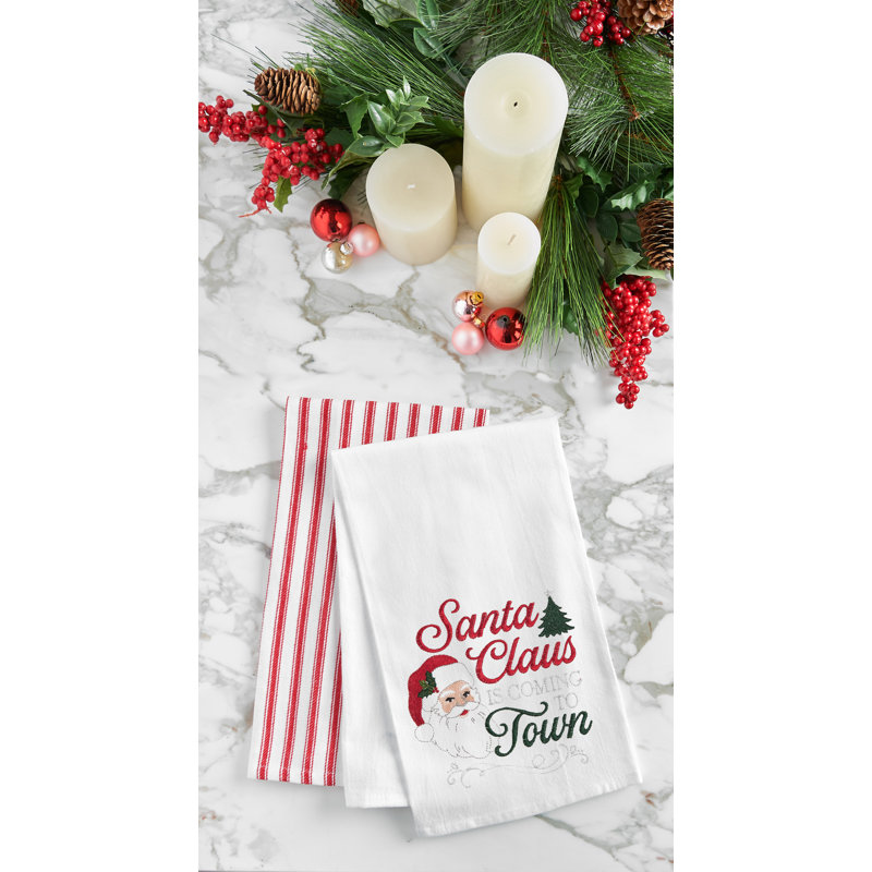 Santa Is Coming To Town Dishtowel