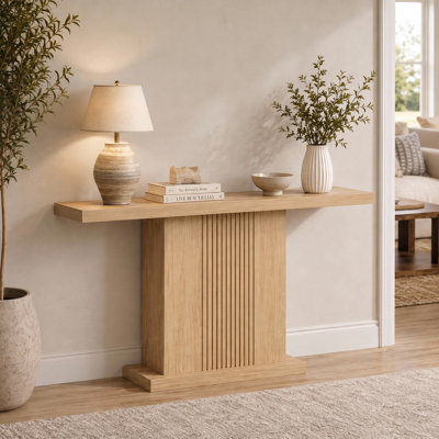 55.1" Fluted Panel Wood Color Console Table