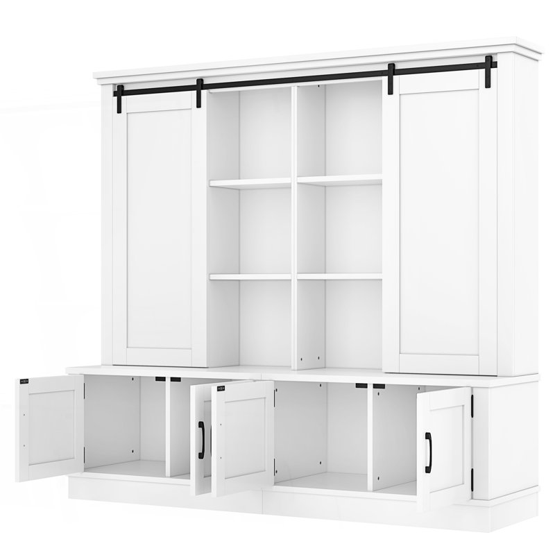 Armoire d'entrée multifonctionnelle avec rails coulissants, Blanc