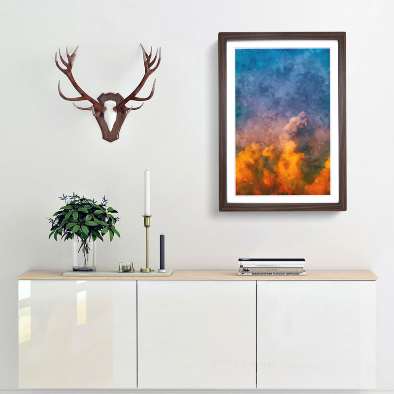 Rising Clouds - Picture Frame Painting Print, 33cm H x 24cm W x 2cm D, Walnut Framed