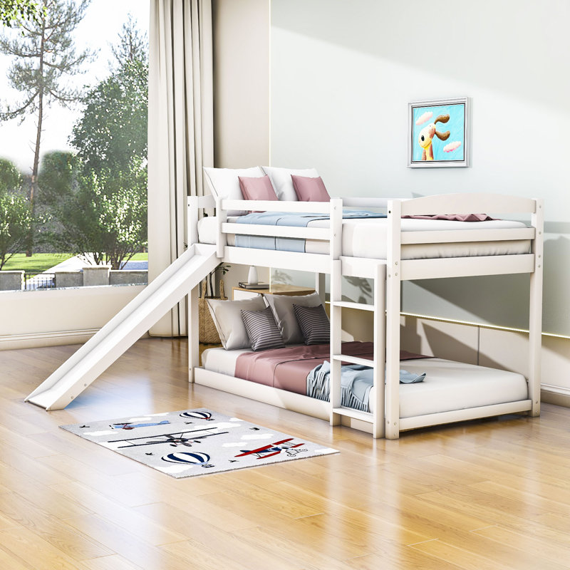 Holenice Kids Twin Over Twin Bunk Bed, White