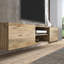 Meuble télé flottant Desmone pour téléviseur de 80 po ou moins, console média murale avec rangement, finition bois brun chêne-111925897-71337675