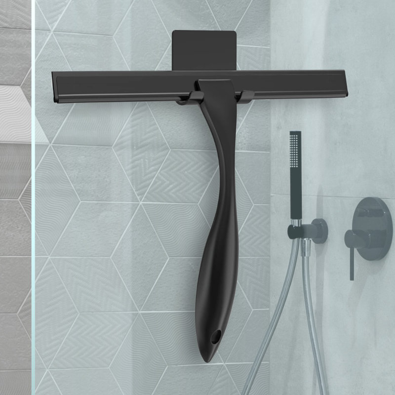 Raclette de douche en acier inoxydable Adaley, Noir mat