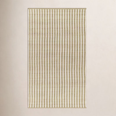 Acerra Green Hand-Woven Striped Outdoor Rug