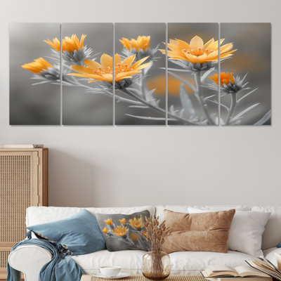 Monochromes jaune gris Wonder Thistle - ensemble d'art mural sur toile Thistle