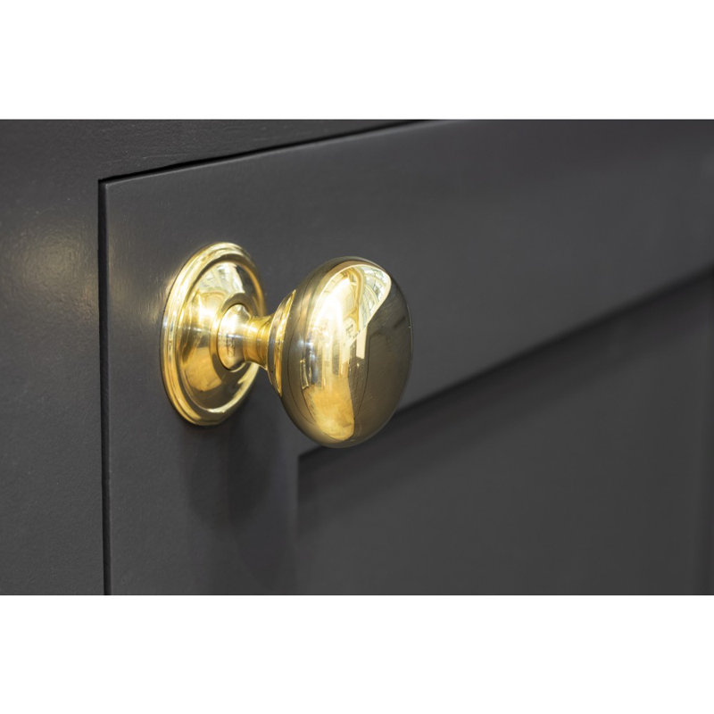 Oval Mushroom Knob, Polished Brass, 3.2cm