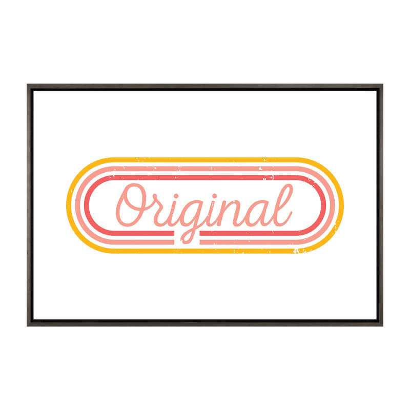 Original - reproduction d'art textuel, H 40 po x l 60 po x 1,5 po, Toile avec cadre en bois gris, Pas de tapis
