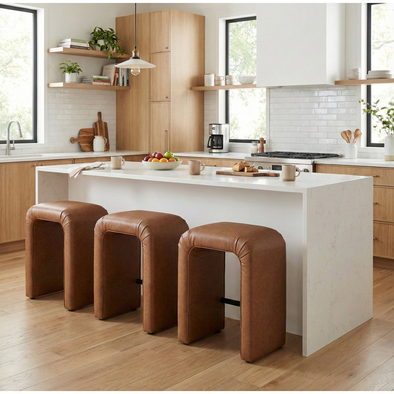 Berik 3-Piece Upholstered Counter Stool Set, Brown, 3