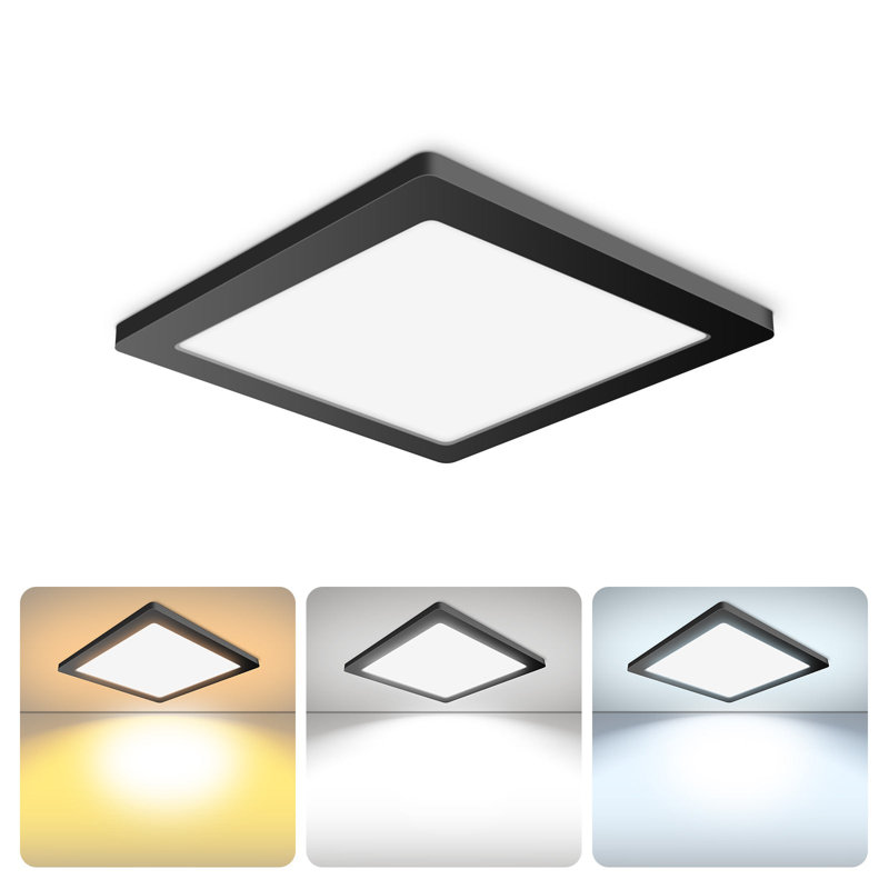  Modern slim square black flush mount ceiling light for Bedroom, Kitchen, Hallway, Laundry, 0.60" H x 8.40" W x 8.40" D