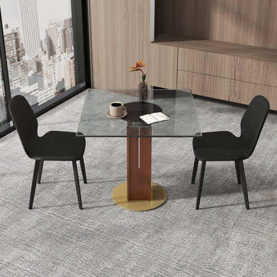 Nexus 33.46 " Tempered Glass Square Conference Table and 2 Chairs