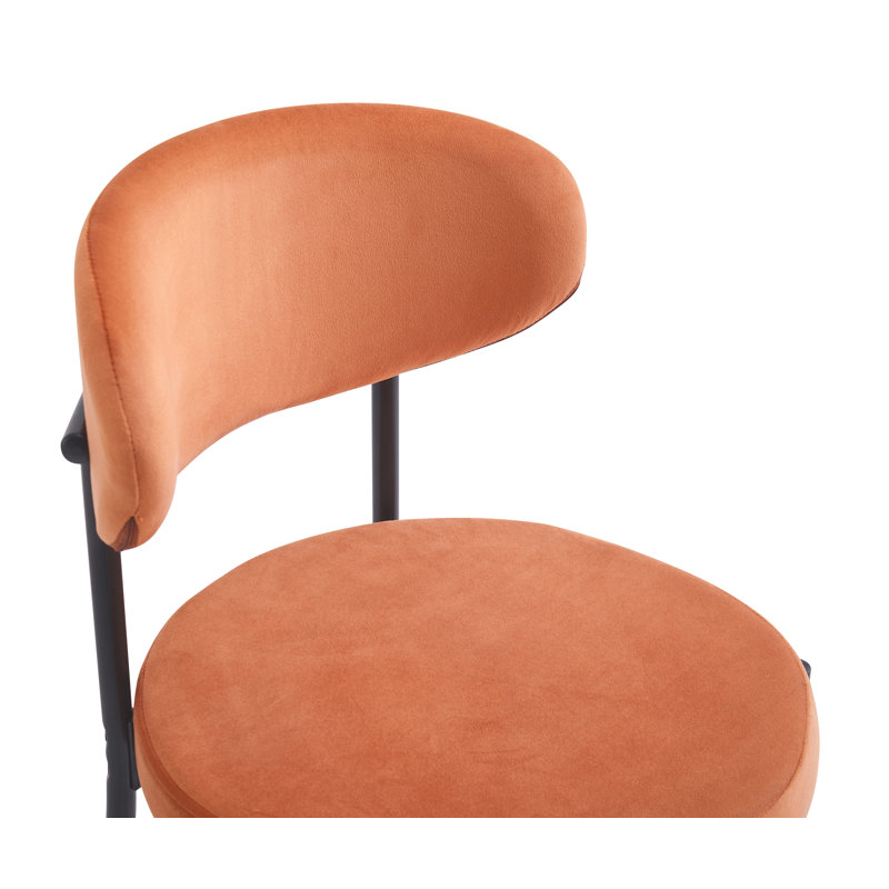 Upholstered Counter Stool with Metal Frame, Orange