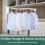 Séchoir à linge, séchoir à linge mural, séchoir à vêtements pliable pliable et pliable avec 12 crochets doubles, blanc-132941562