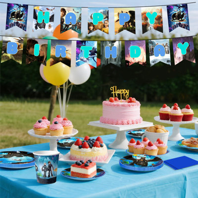 Comment former vos décorations de fête d'anniversaire de dragon pour enfants, 114 pièces Comment former vos décorations de fête de dragon et vaisselle