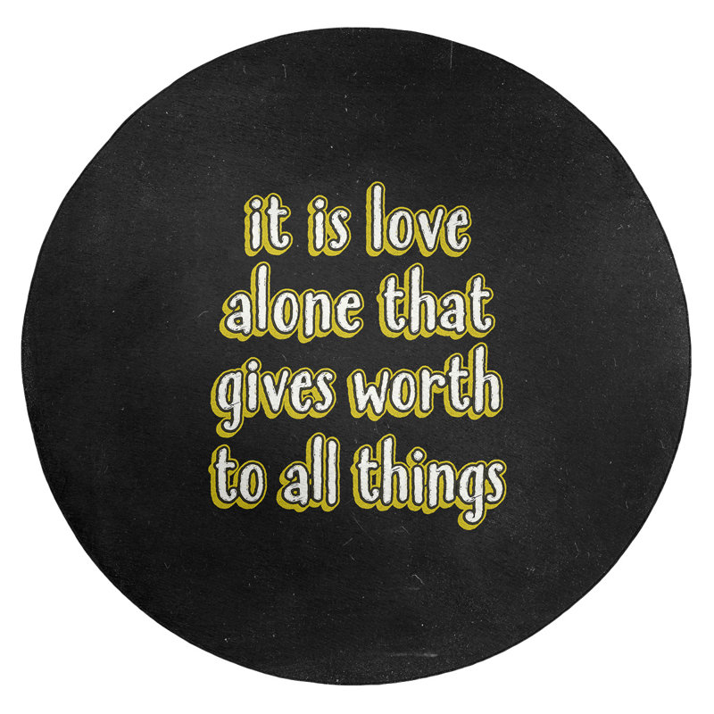Tapis en polyester tableau noir style "love, Rond 5 pi
