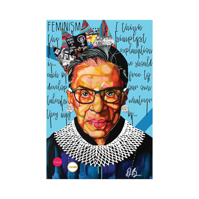 Ruth Ginsburg - impression d'art graphique, Pas de tapis, H 26 po x l 40 po x 1,5 po, Toile tendue