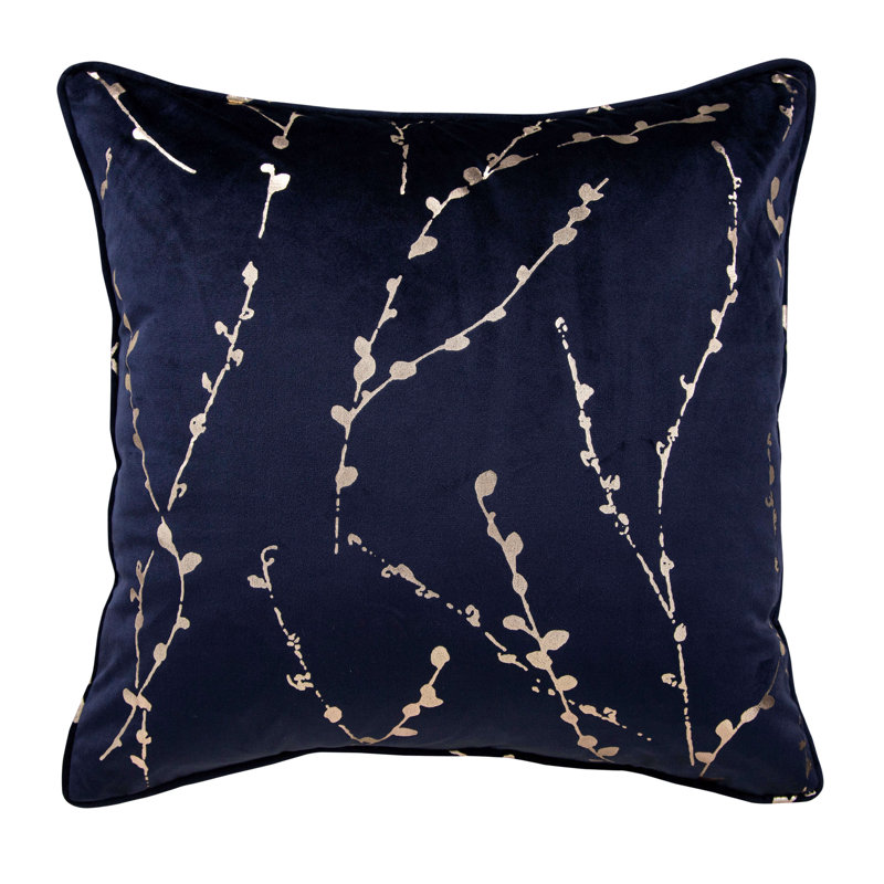 Ceresco Floral Square Cushion, Navy