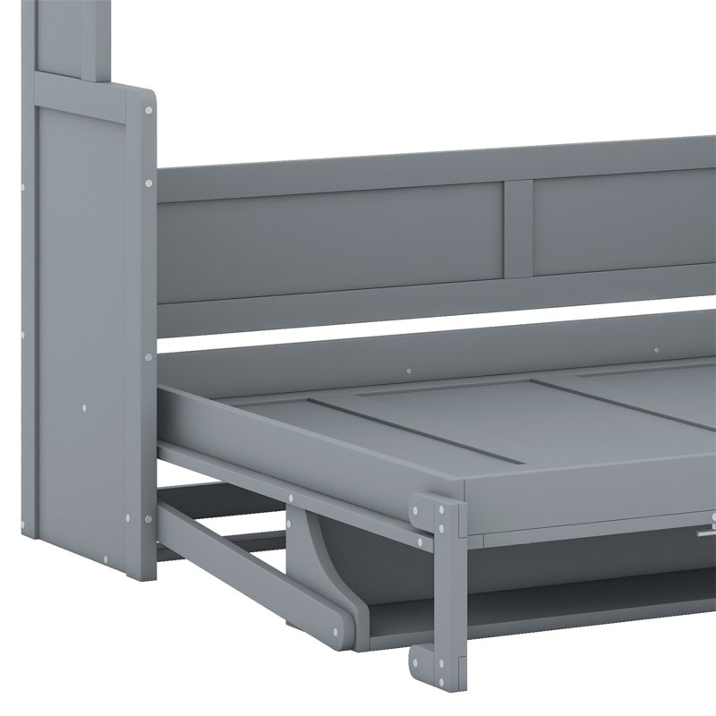 Lit escamotable Murphy avec placard et tiroirs, Gris