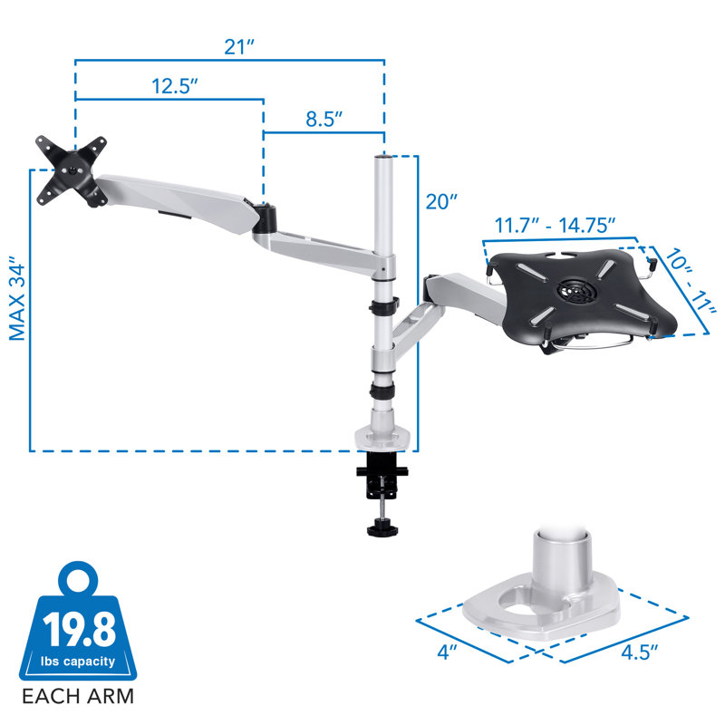 Full Motion Universal 2 Screen Pole Mount
