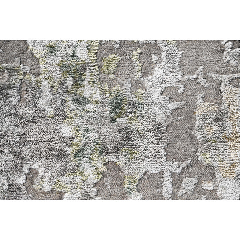 Abstract Area Rug in Black/Gray/Green/Brown, Runner 2'6" x 10'