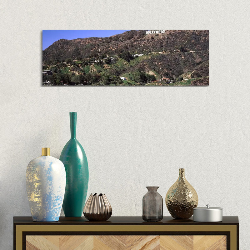 Hollywood Sign On A Hill - Wrapped Canvas Panoramic Print, 30.48 cm H x 91.44 cm W x 1.91 cm D