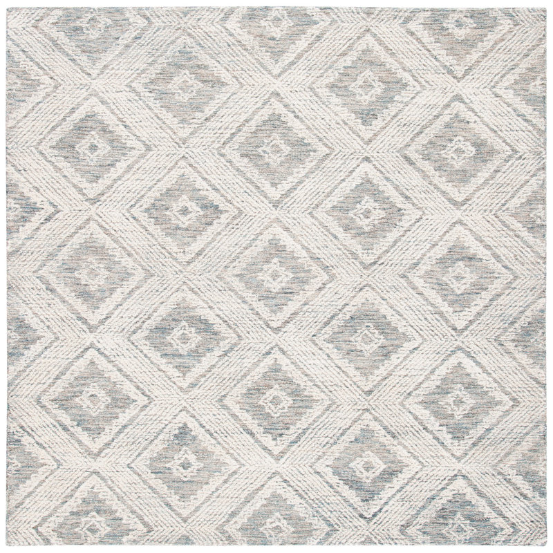 Dibenedetto Hand Tufted Wool Geometric Rug, Square 6'